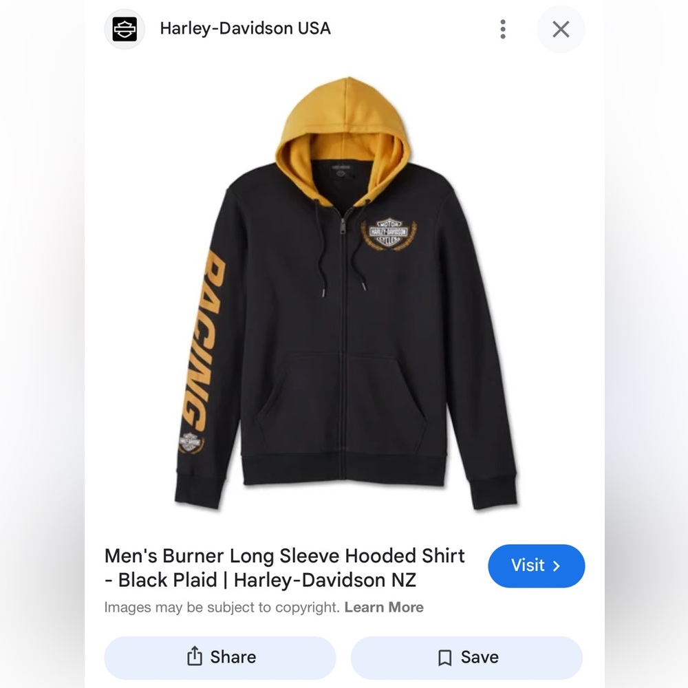 Harley-Davidson Black and Gold Racing Hoodie